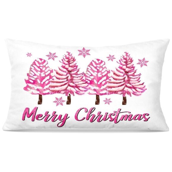❄️ Merry Christmas (Pink Trees)Pillow Cover - Picture 1 of 2